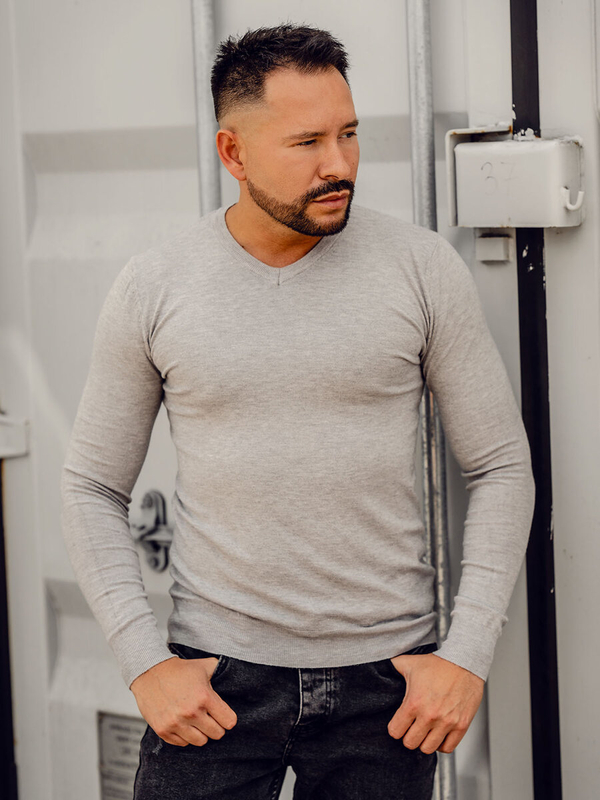 Herren Pullover mit V-Ausschnitt Meliert  Bolf YY03