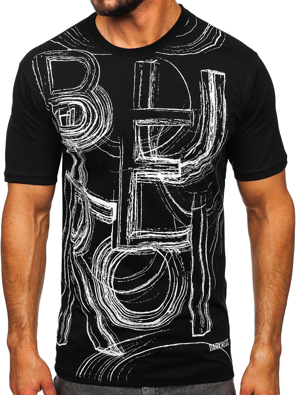Herren T-Shirt mit Motiv Schwarz Bolf KS2525T