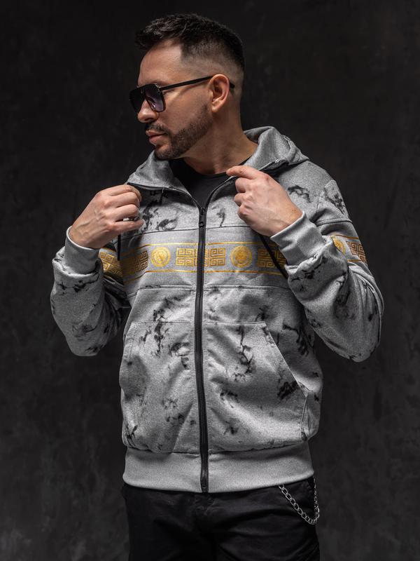Herren Kapuzenpullover mit Reißverschluss Grau Bolf 27B8125A1