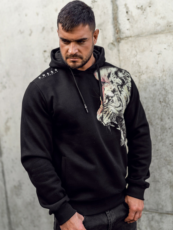 Herren Kapuzenpullover mt Motiv Schwarz Bolf 6136A