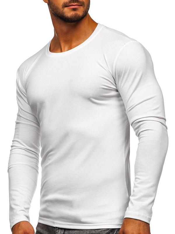 Herren Longsleeve ohne Motiv Weiß Bolf 2088L