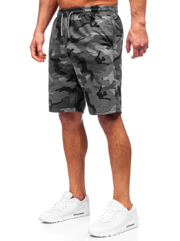 Herren Kurze Sporthose Camo Schwarzgrau Bolf 8K283