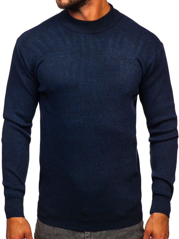 Herren Halb Rollkragenpullover Basic Dunkalblau Bolf S8561