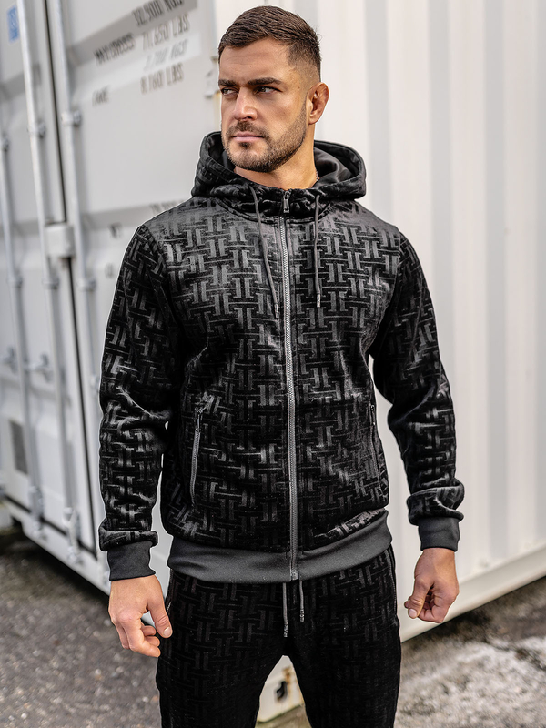 Herren Kapuzenpullover Kängurujacke Schwarz Bolf3B113A2