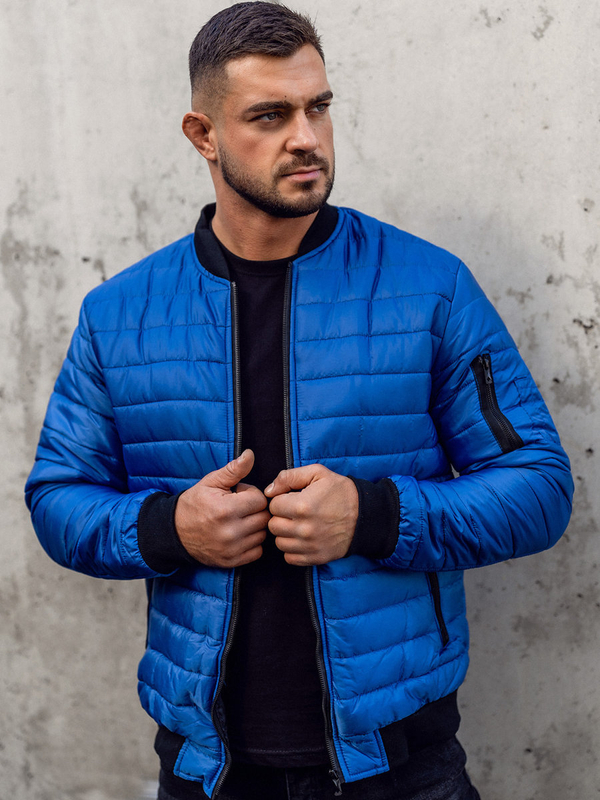 Herren Gepolsterte Übergangsjacke Bomberjacke Blau Bolf MY-02