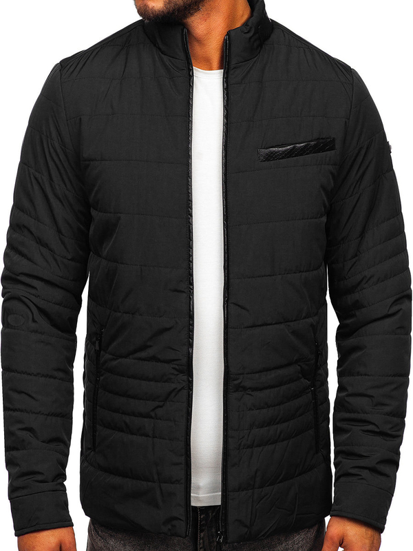 Herren Gepolsterte Übergangsjacke Schwarz Bolf 22M12