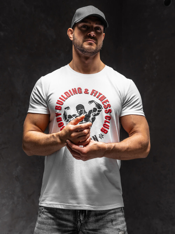 Herren T-Shirt mit Motiv Weiß Bolf Y70015