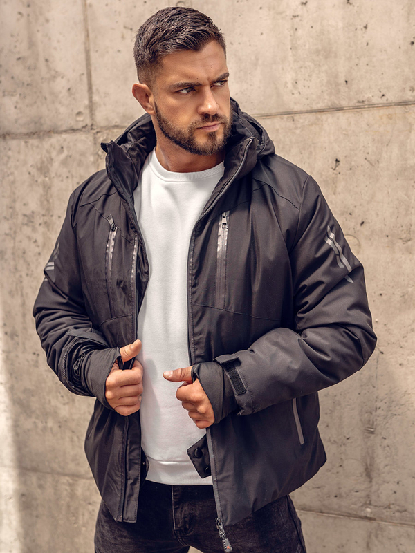 Herren Winterjacke Skijacke Sportjacke Schwarz Bolf 7507A