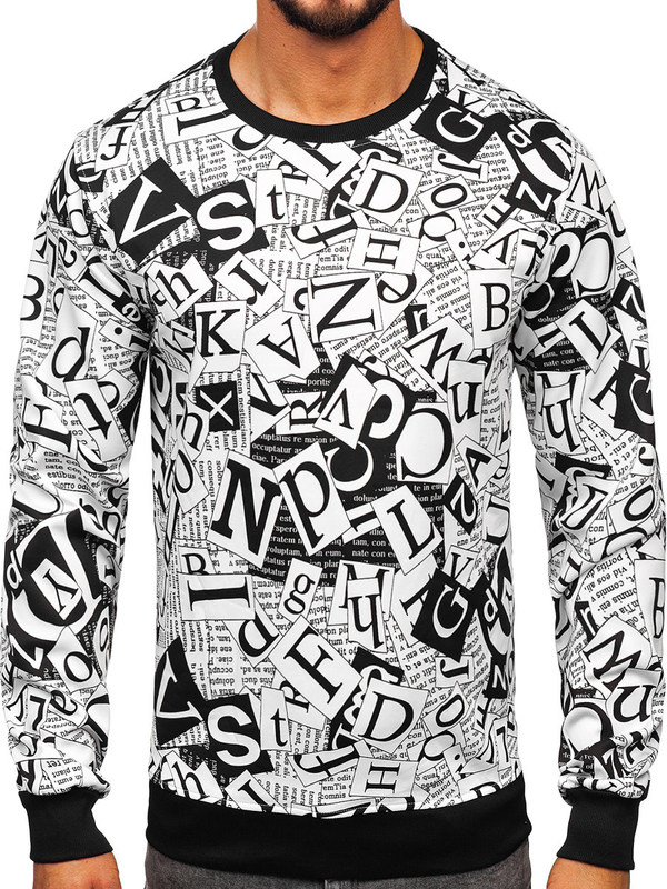 Herren Sweatshirt mit Motiv Schwarz-Weiß Bolf 8B1135