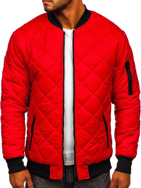 Herren Gepolsterte Übergangsjacke Bomberjacke Rot Bolf MY-01A