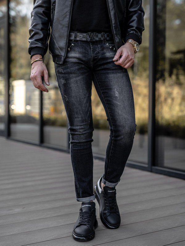 Herren Jeanshose slim fit Schwarz Bolf MP0057N
