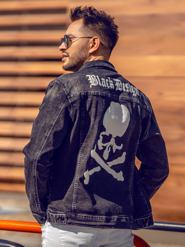 Herren Jeansjacke Schwarz Bolf XSF78268