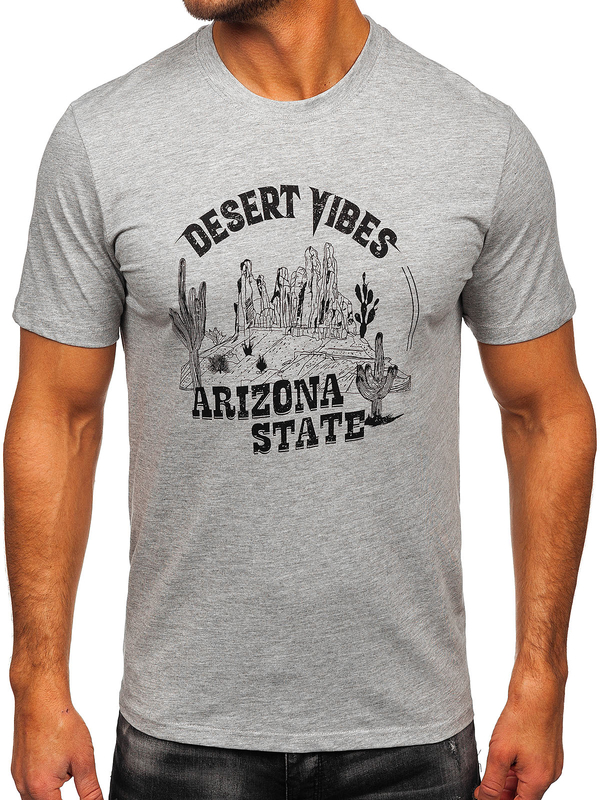 Herren Baumwoll T-Shirt mit Motiv Grau Bolf MPO3483