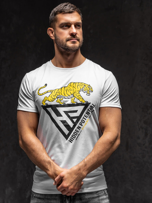 Herren T-Shirt mit Moiv Weiß Bolf Y70013