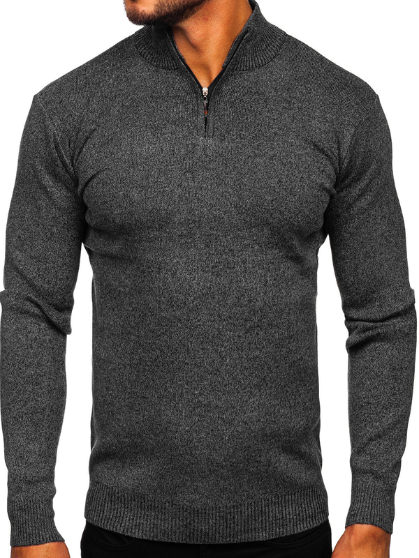 Herren Pullover mit Stehkragen Schwarz Bolf S8274