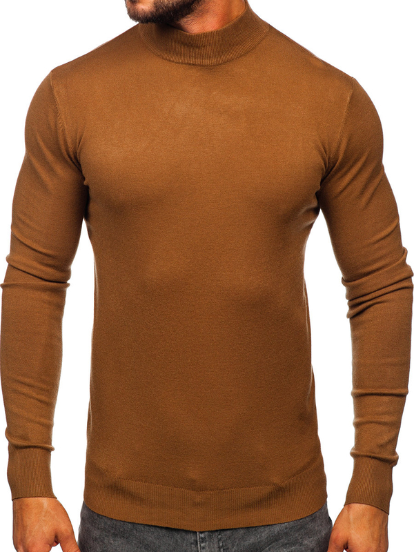 Herren Halb Rollgragenpullover Basic Braun Bolf W1-1725