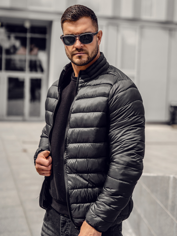 Herren Gepolsterte Übergangsjacke Schwarz Bolf LY33A
