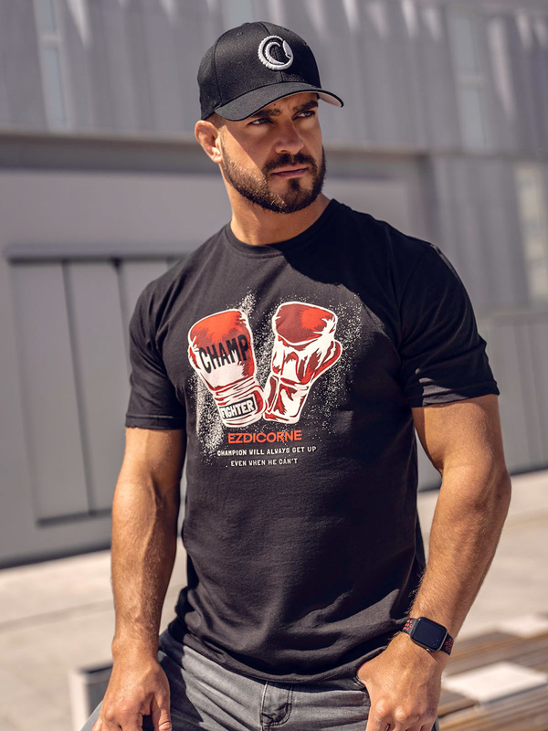 Herren T-Shirt mit Motiv Schwarz Bolf 14751A