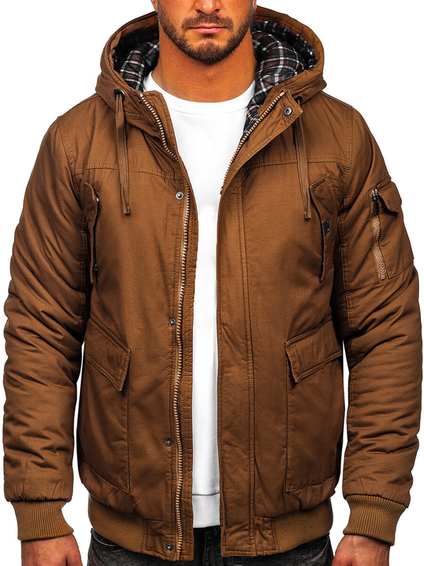 Herren Warme Winterjacke Baumwoll Jacke Camel Bolf 1890