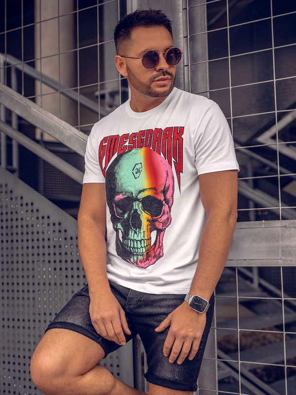 Herren T-Shirt mit Applikationen Weiß Bolf 2352A