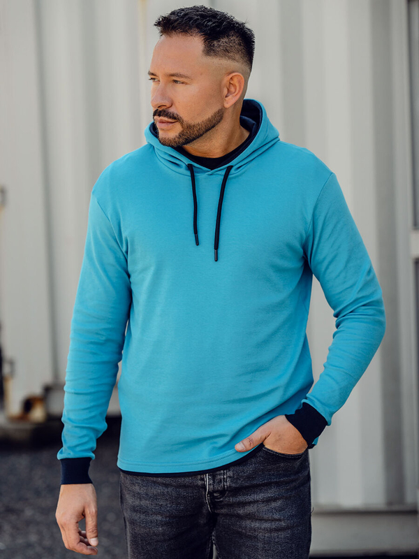 Herren Kapuzenpullover Türkis Bolf 145380