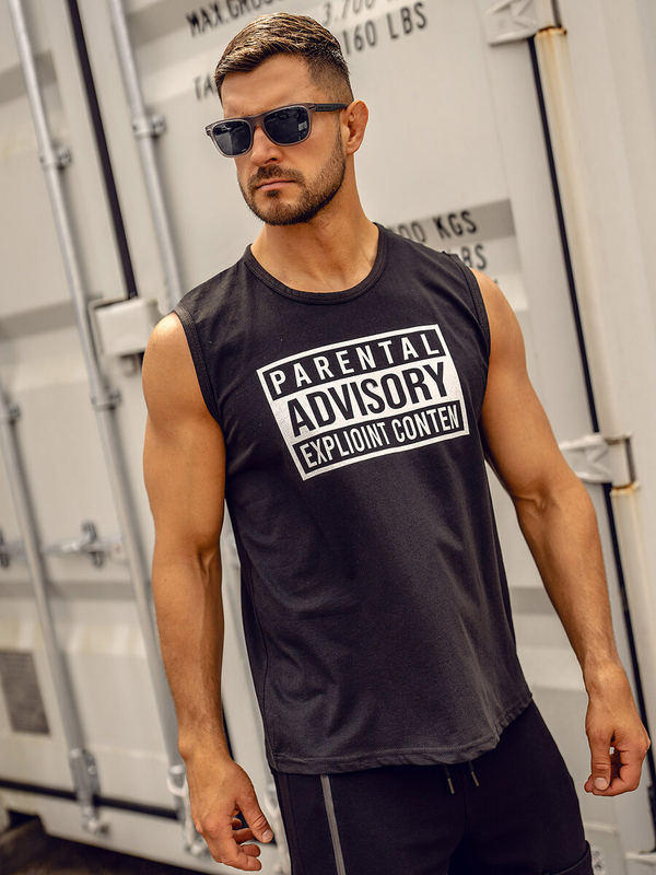Herren Tank Top mit Motiv Schwarz Bolf 14828A