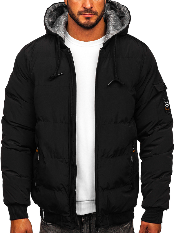 Herren Gepolsterte Winterjacke Schwarz Bolf 7408