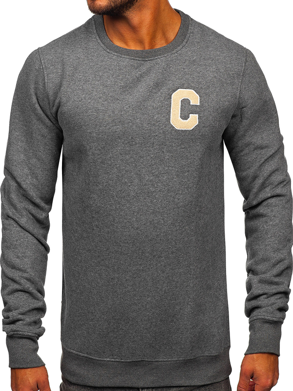 Herren Sweatshirt mit Motiv ohne Kapuze Schwarzgrau Bolf MF2019