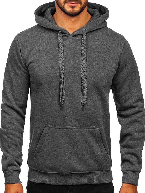 Herren Kapuzenpullover mit Kängurutsche Schwarzgrau Bolf MB001