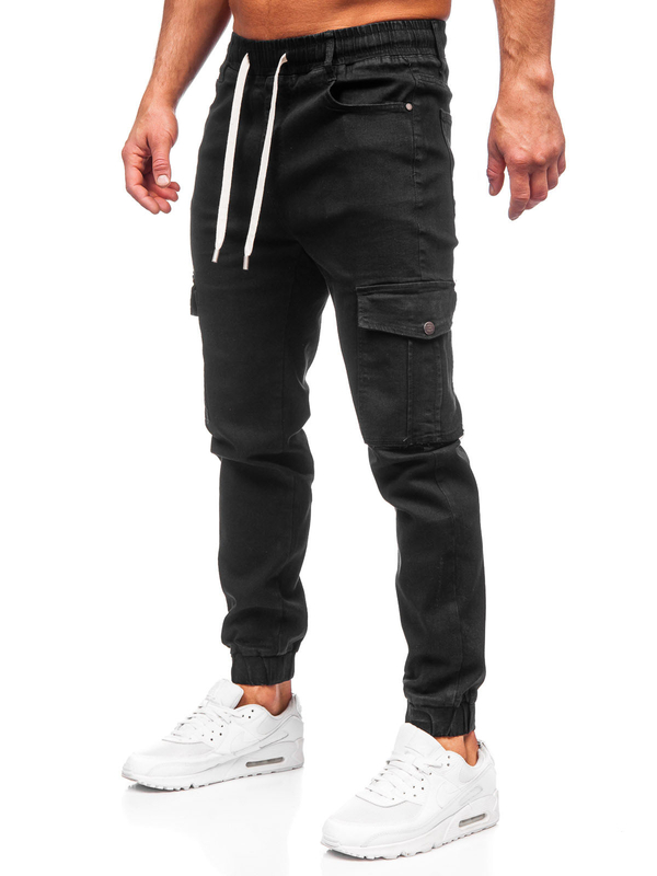 Herren Jeanshose Joggers Cargohose Schwarz Bolf 8110