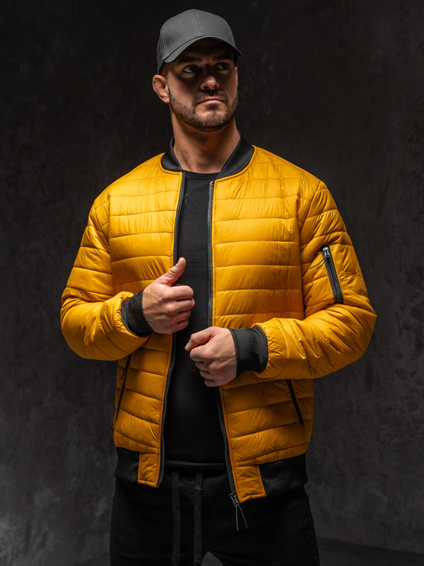 Herren Gepolsterte Übergangsjacke Bomberjacke Camel Bolf MY-02A1
