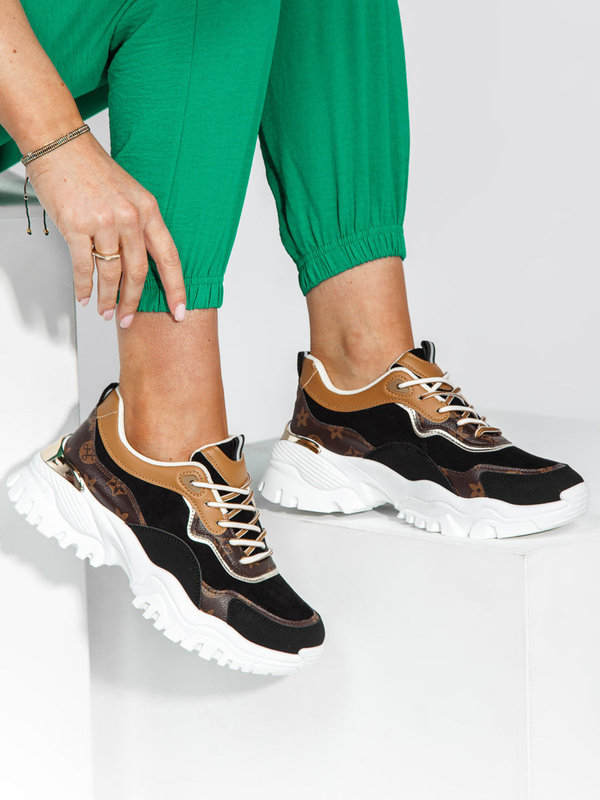 Damen Halbschuhe Sportschuhe Sneakers Schwarz Bolf AD717