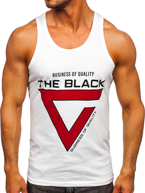 Herren Tank Top Boxershirt mit Motiv Weiß Bolf 14833