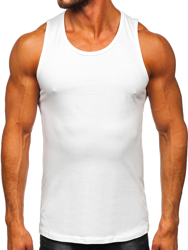 Herren Tank Top Uni ohne Motiv Weiß Bolf 1205-1
