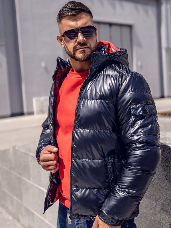 Herren Gepolsterte Winterjacke Sportjacke Dunkelblau Bolf EX2138A