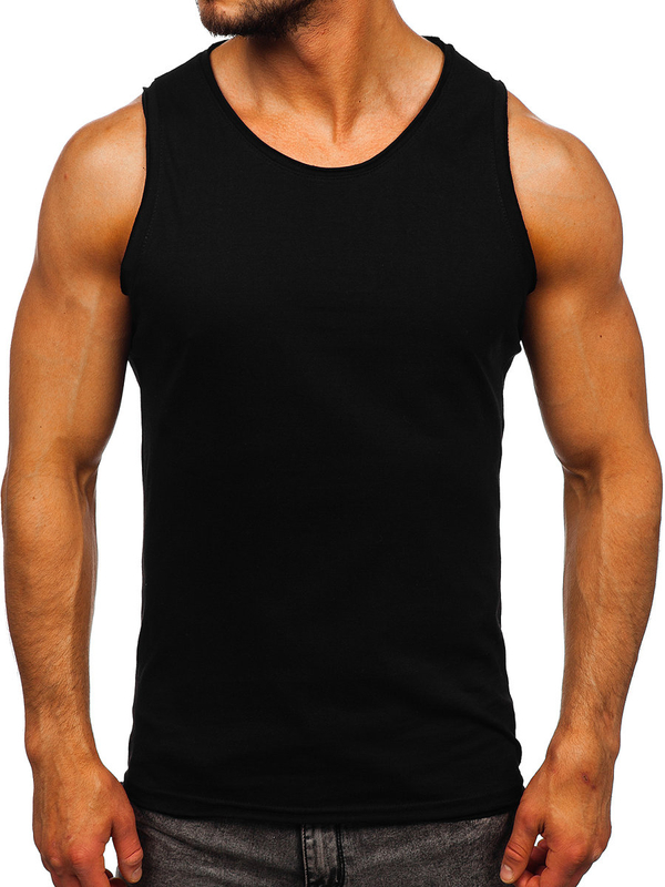 Herren Baumwoll Tank Top Uni Schwarz Bolf 1205