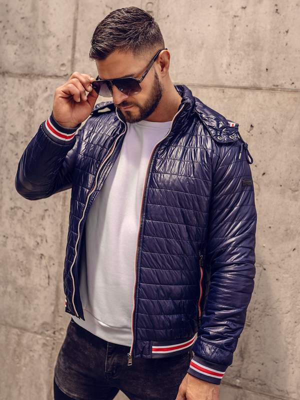 Herren Gepolsterte Übergangsjacke Dunkelblau Bolf 6191A