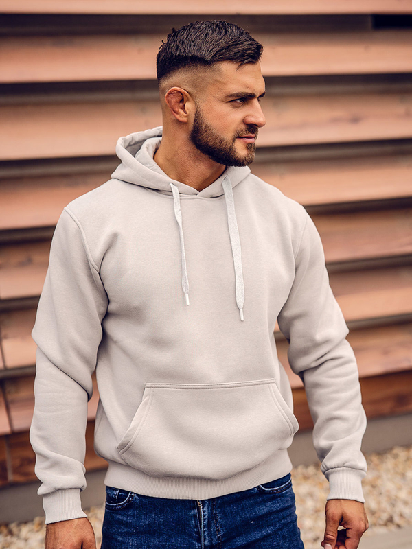 Herren Kapuzenpullover mit Kängurutasche Grau Bolf B1004