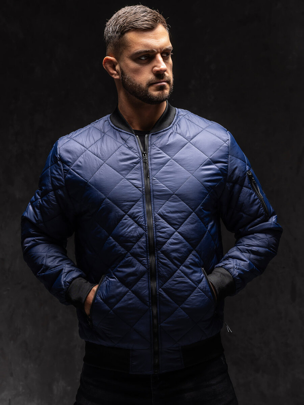 Herren Gepolsterte Übergangsjacke Bomberjacke Dunkelblau Bolf MY-01A1