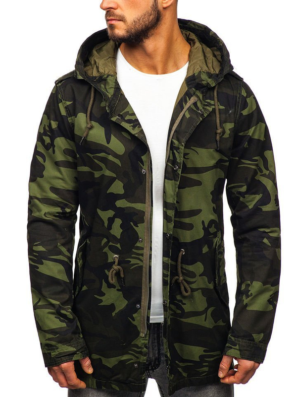 Herren Übergangsjacke Parka Camo-Khaki Bolf 5391
