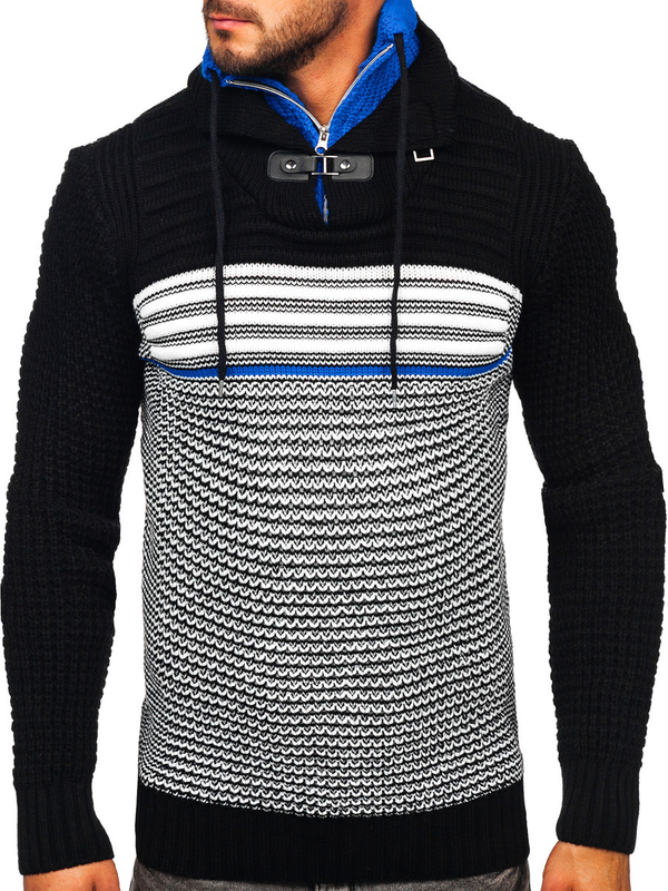 Herren Warmer Pullover mit Stehkragen Schwarz-Blau Bolf 2026