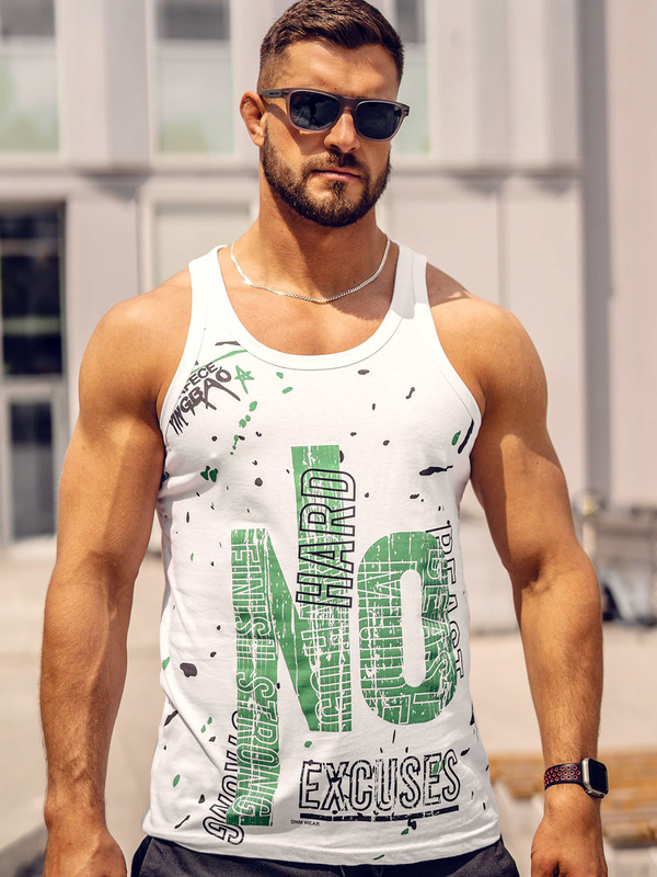 Herren Tank Top mit Motiv Weiß Bolf 14852A