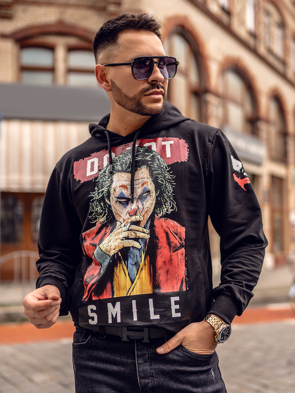 Herren Kapuzenpullover mit Motiv Schwarz Bolf 6384A