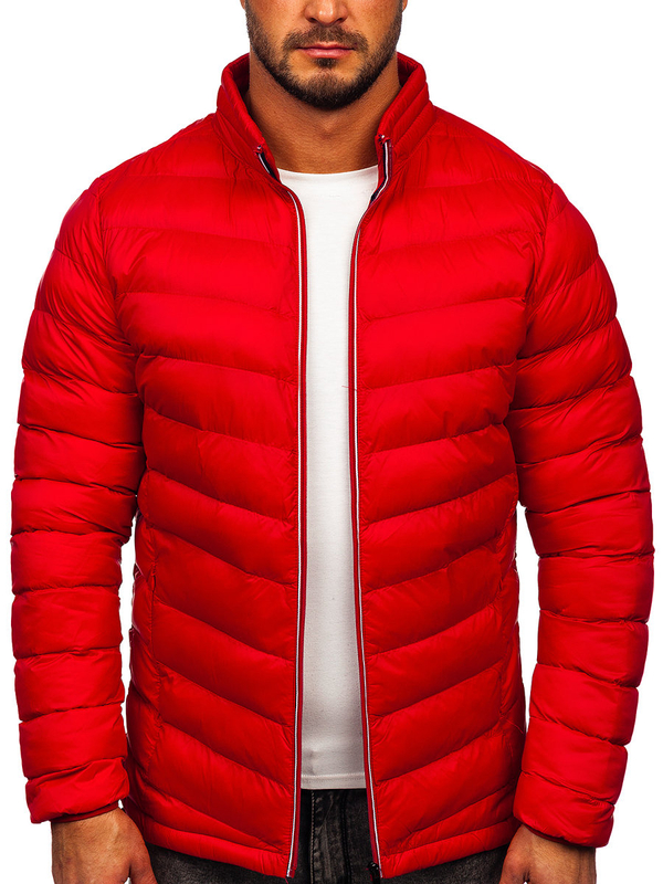 Herren Gepolsterte Winterjacke Sport Jacke Rot Bolf 1100