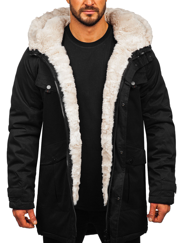 Herren Winterjacke Parka Schwarz parka Bolf 22M318