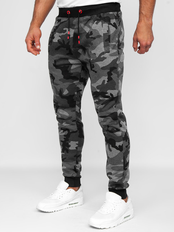 Herren Sweathose Sporthose Camo-Schwarzgrau Bolf KZ15B