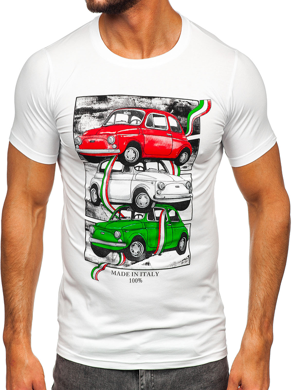 Herren T-Shirt mit Motiv Weiß Bolf HM918