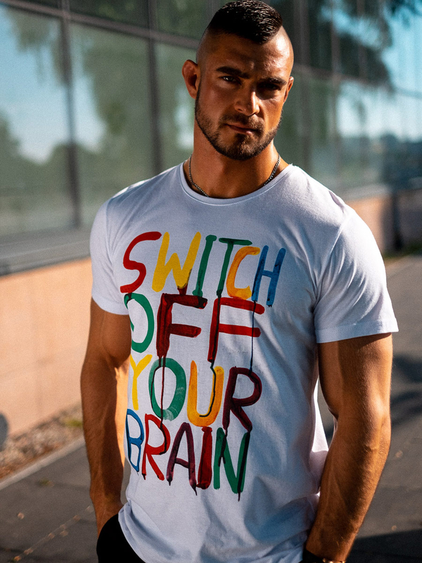 Herren T-Shirt mit Motiv Weiß Bolf 1181B