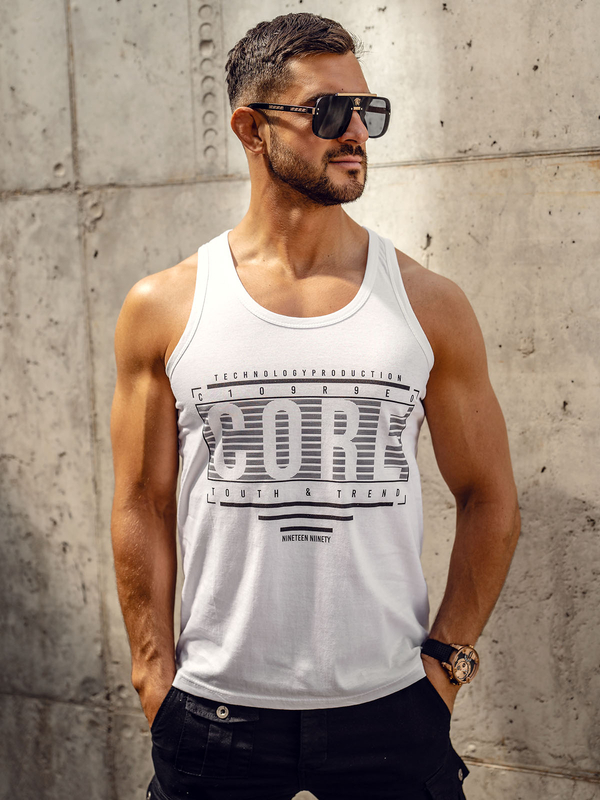 Herren Tank Top Boxing T-Shirt mit Motiv Weiß Bolf 14840A
