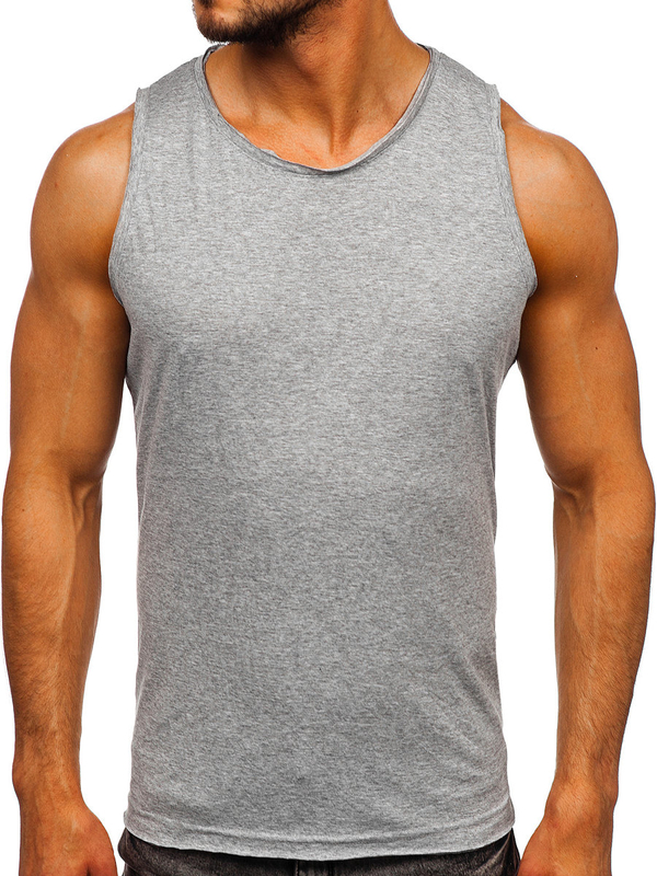 Herren Baumwoll Tank Top Uni Grau Bolf 1205